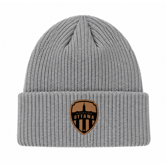Lite Grey Brown Logo Knit Toque